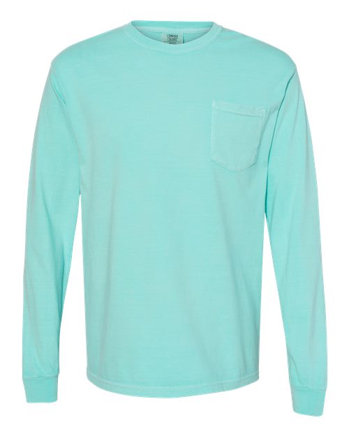 Garment-Dyed Heavyweight Long Sleeve Pocket T-Shirt - Chalky Mint -   -