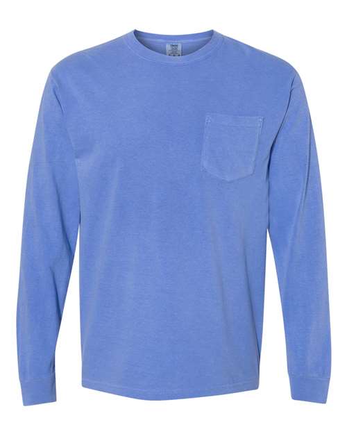 Garment-Dyed Heavyweight Long Sleeve Pocket T-Shirt - Flo Blue -   -