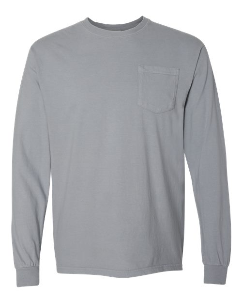 Garment-Dyed Heavyweight Long Sleeve Pocket T-Shirt - Granite -   -