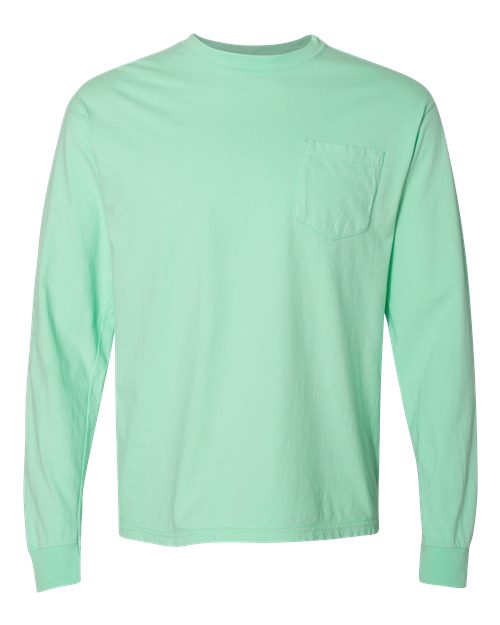 Garment-Dyed Heavyweight Long Sleeve Pocket T-Shirt - Island Reef -   -