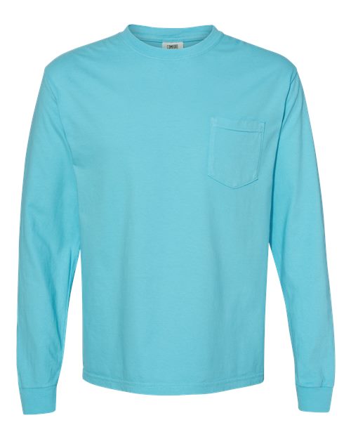 Garment-Dyed Heavyweight Long Sleeve Pocket T-Shirt - Lagoon -   -