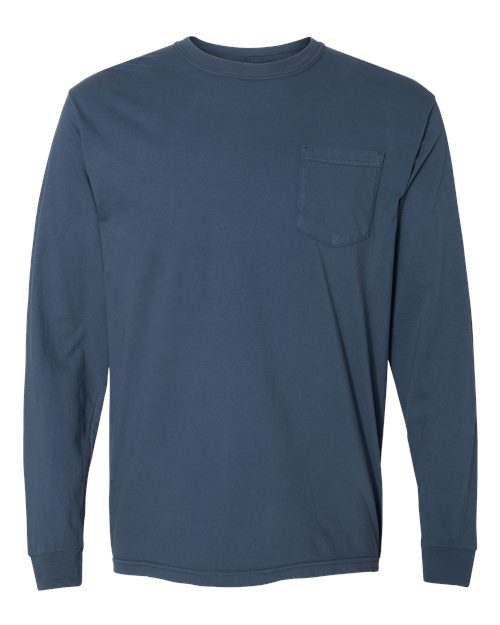 Garment-Dyed Heavyweight Long Sleeve Pocket T-Shirt - Midnight -   -