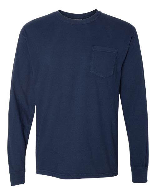 Garment-Dyed Heavyweight Long Sleeve Pocket T-Shirt - True Navy -   -