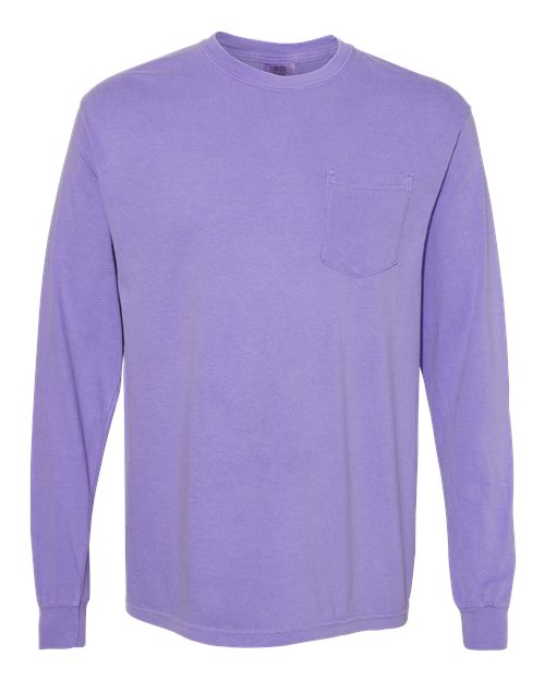 Garment-Dyed Heavyweight Long Sleeve Pocket T-Shirt - Violet -   -