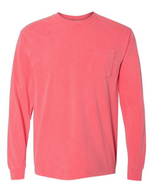 Garment-Dyed Heavyweight Long Sleeve Pocket T-Shirt - Watermelon -   -