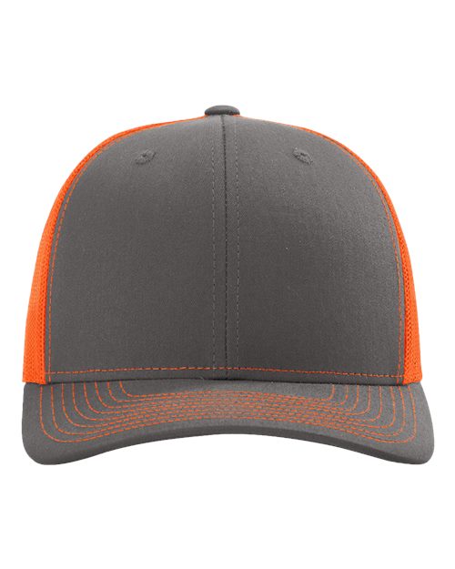 Snapback Trucker Cap - Charcoal/ Neon Orange -   -