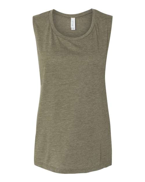 Women's Flowy Scoop Muscle Tank - Heather Olive -   -