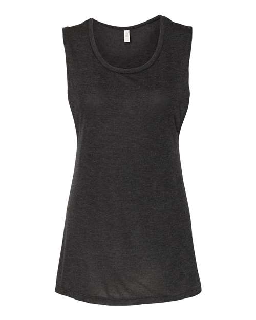 Women's Flowy Scoop Muscle Tank - Black Heather -   -