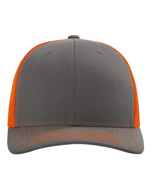 Snapback Trucker Cap - Charcoal/ Orange -   -