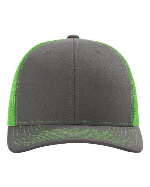 Snapback Trucker Cap - Charcoal/ Neon Green -   -
