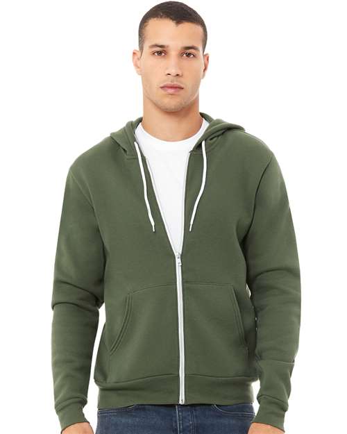 Sponge Fleece Full-Zip Hoodie - Military Green -   -