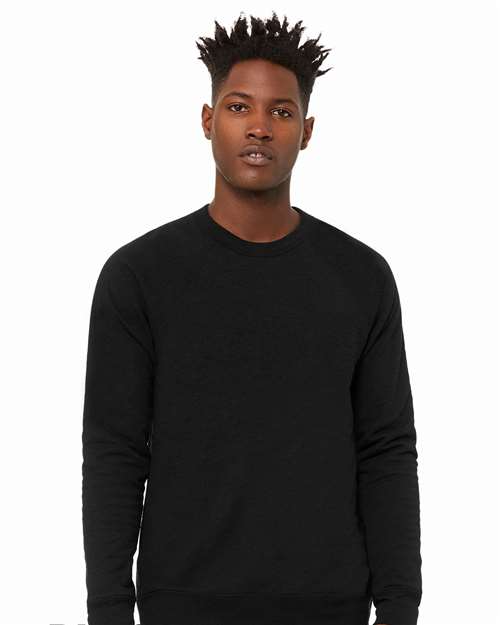 Sponge Fleece Raglan Crewneck Sweatshirt - Black Heather -   -