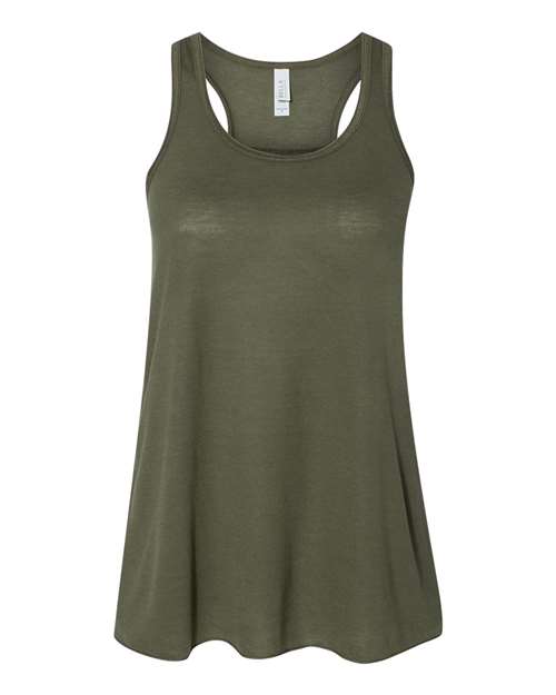 Women's Flowy Racerback Tank - Military Green -   -