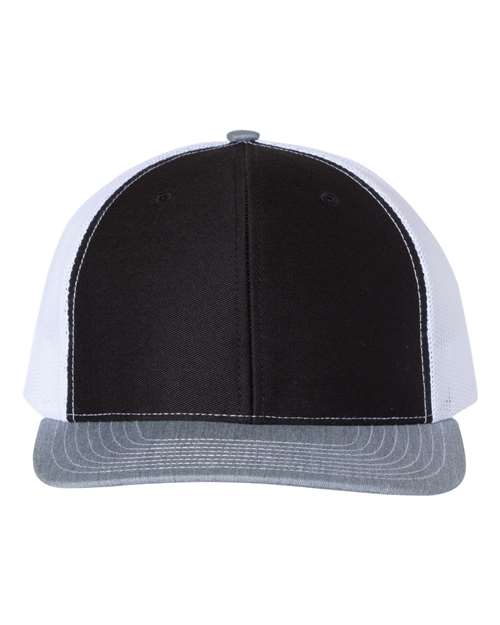 Snapback Trucker Cap - Black/ White/ Heather Grey -   -