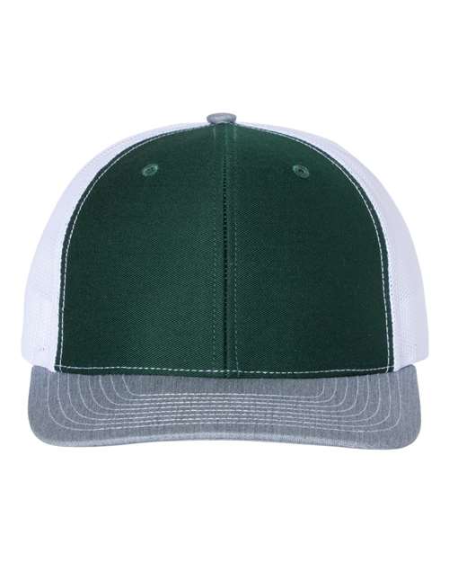 Snapback Trucker Cap - Dark Green/ White/ Heather Grey -   -