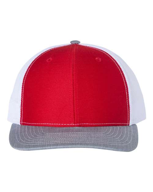 Snapback Trucker Cap - Red/ White/ Heather Grey -   -
