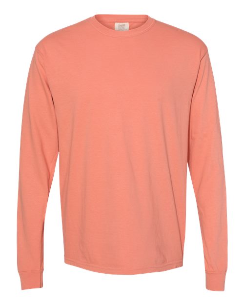 Garment-Dyed Heavyweight Long Sleeve T-Shirt - Terracotta -   -