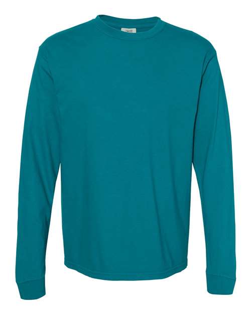 Garment-Dyed Heavyweight Long Sleeve T-Shirt - Topaz Blue -   -