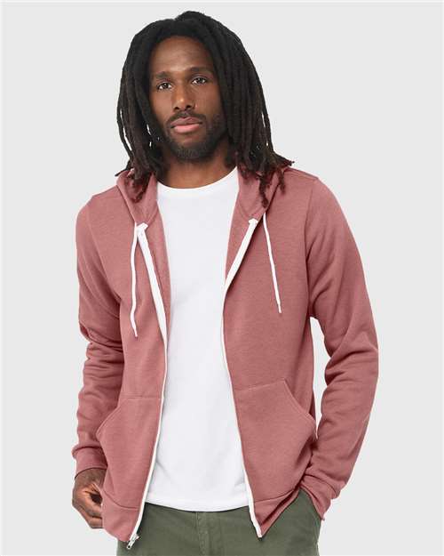 Sponge Fleece Full-Zip Hoodie - Heather Mauve -   -