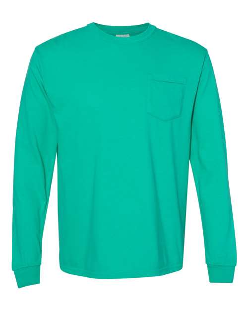 Garment-Dyed Heavyweight Long Sleeve Pocket T-Shirt - Island Green -   -