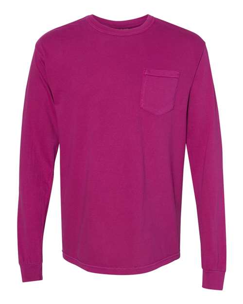 Garment-Dyed Heavyweight Long Sleeve Pocket T-Shirt - Boysenberry -   -