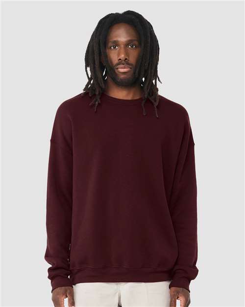 Sponge Fleece Drop Shoulder Crewneck Sweatshirt - Maroon -   -