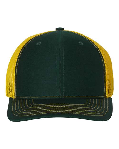 Snapback Trucker Cap - Dark Green/ Yellow -   -