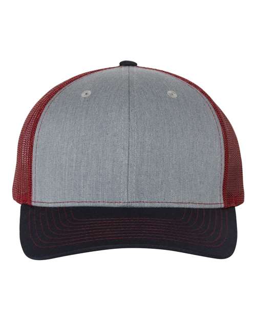 Snapback Trucker Cap - Heather Grey/ Cardinal/ Navy -   -