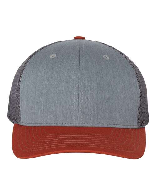 Snapback Trucker Cap - Heather Grey/ Charcoal/ Dark Orange -   -