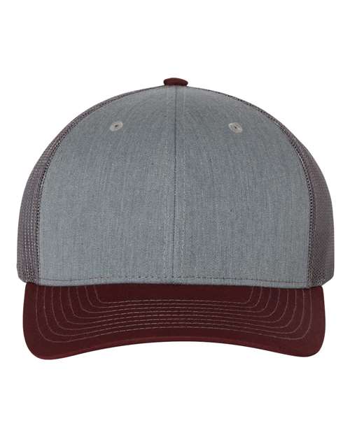 Snapback Trucker Cap - Heather Grey/ Charcoal/ Maroon -   -